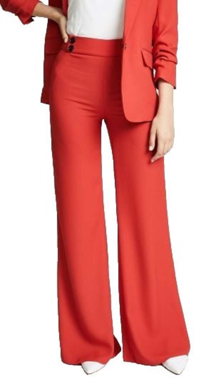 Veronica Beard Taren Wide-Leg Trousers US 10 Womens Red $415